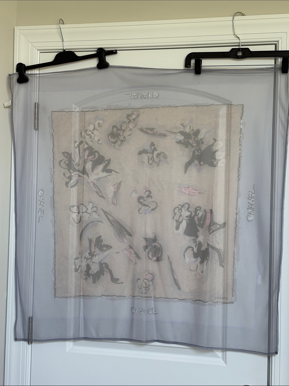 CHANEL Vintage Sheer Floral Scarf